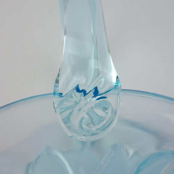 Light Turquoise Clear and Opaque Small Art Glass Basket - Picture 6 of 7